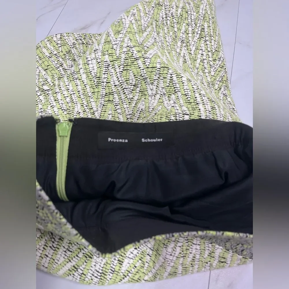 Proenza Schouler printed green textured mini pencil skirt size 0